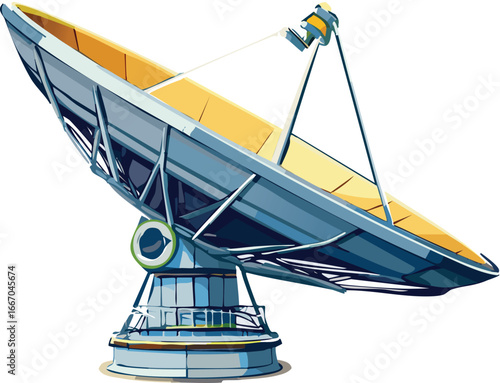 Isolated Vector Illustration of an Upward Satellite Dish