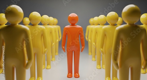 Bold leader stands out from the crowd, representing uniqueness and individuality in a team