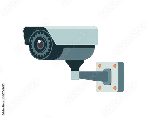 Security camera mounted on a wall isolated on transparent background