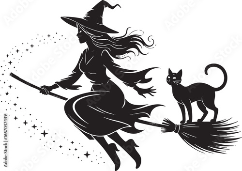 Magical Happy Halloween Silhouette, Icon, Sammlung, Vektor, schwarz, orange