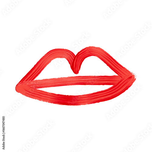 Red painted lips graphic illustration.