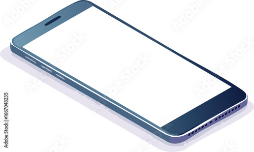 Isometric Smartphone with Blank White Screen Vector