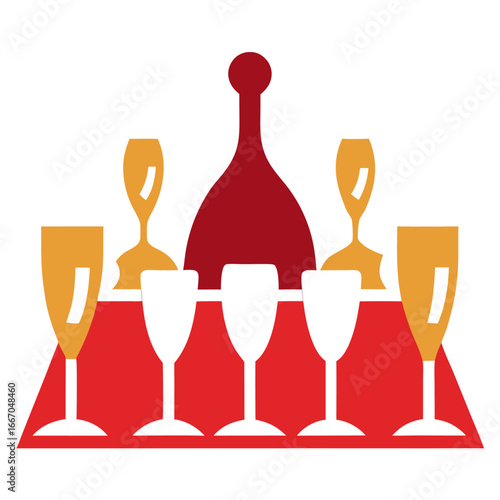 Elegant gala dinner party celebration with champagne glasses