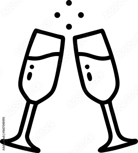 Elegant gala dinner party with champagne celebration illustration