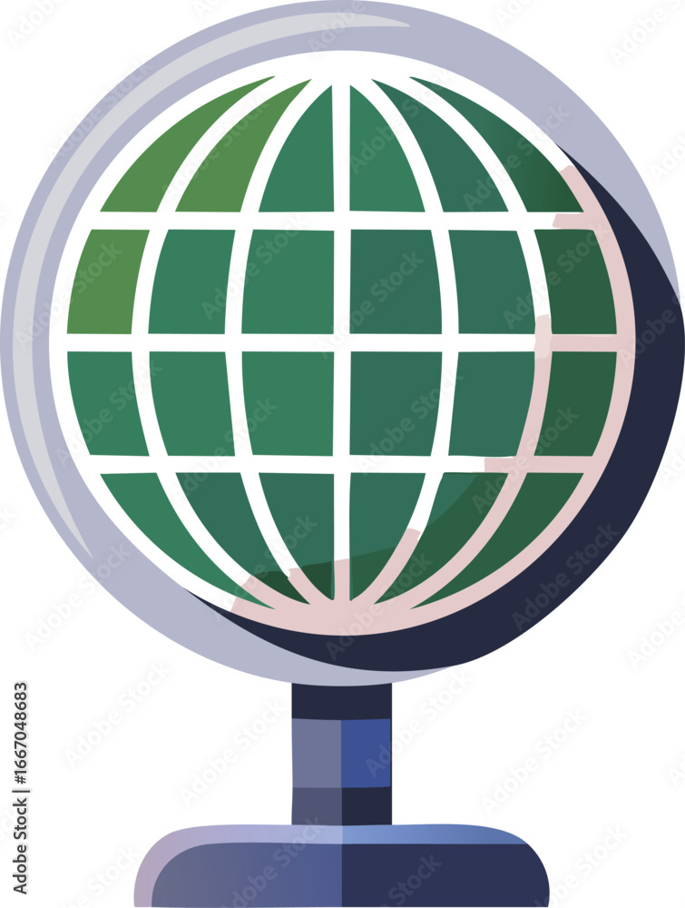 Fototapeta premium Flat Minimal Globe Icon in Green and White