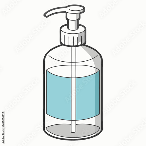Hand sanitizer pump bottle illustration on white background