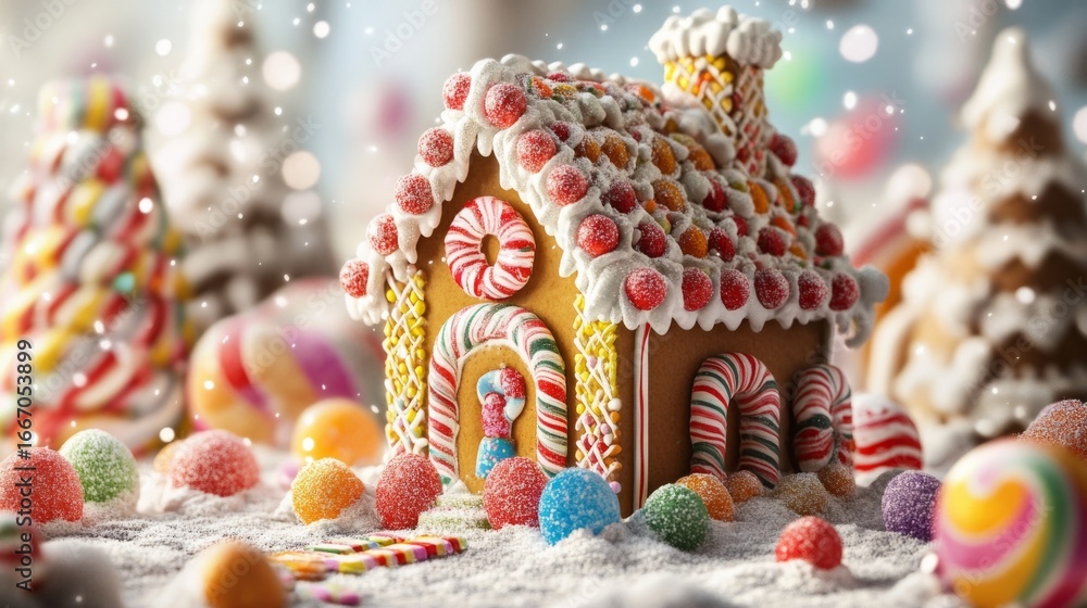 Fototapeta premium little house with macaroni generative ai