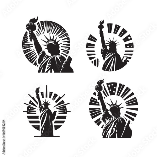 American Black Silhouette Vector T-Shirt Design | Eagle, Flag, Liberty, Stars, USA Symbol Graphic