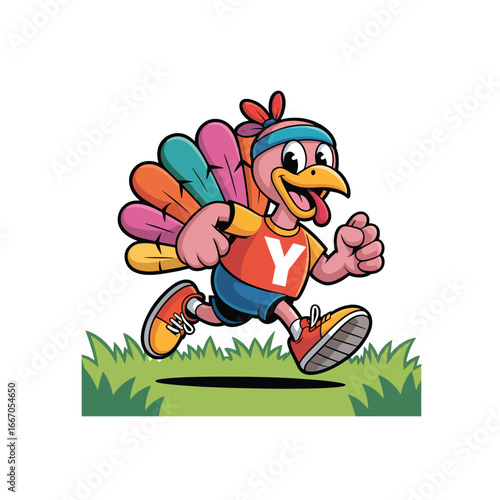 cartoon turkey run illustration