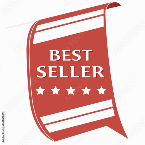 Illustration of a best seller flag with stars, symbolizing topselling products and successful marketing campaigns