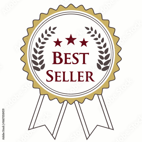 Best seller badge with ribbon, a vector illustration for marketing and promotion with a retro style, certificate and award