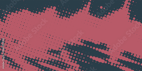 Halftone Checkered Rhombus Pattern Vector Smooth Curved Border Red Classy Abstract Background. Graphical Chequered Particles Texture Pop Art Design.  Eps10