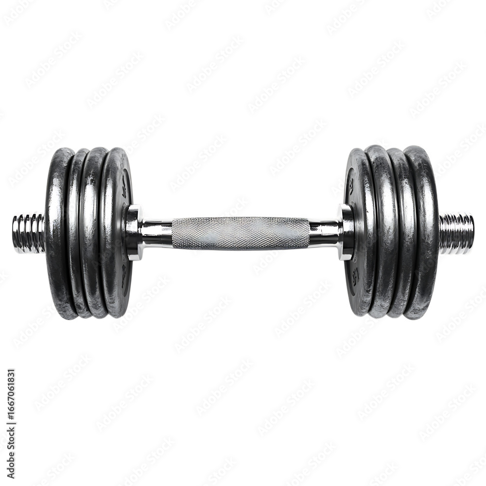 Fototapeta premium Metal dumbbell on transparent