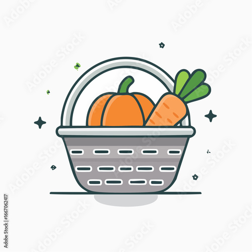 Illustration plate stylisée de récolte de saison