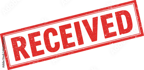 A red received stamp on a transparent  background with a distressed texture