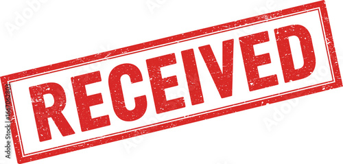A red received stamp on a transparent  background for marking documents as received