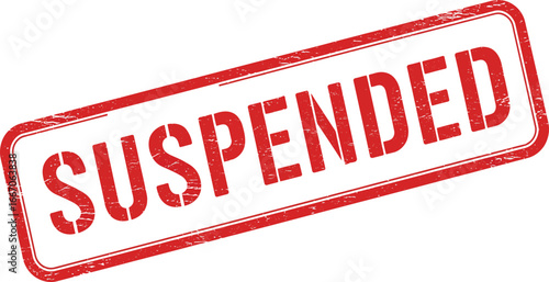 A red suspended stamp on a transparent background indicating temporary halt or cessation