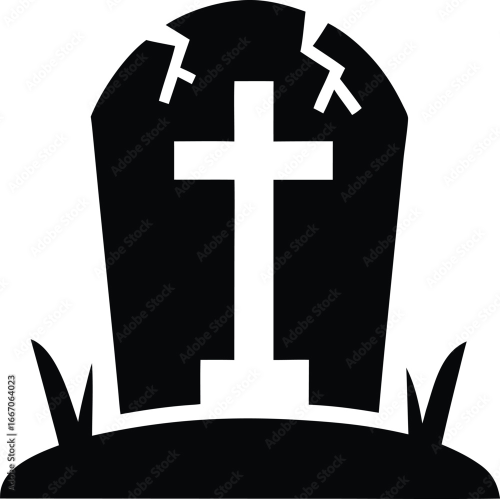 Obraz premium Halloween Tombstone silhouette icon