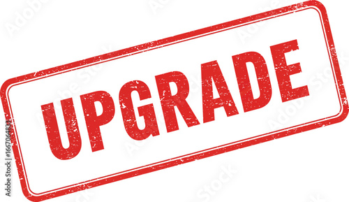 Red stamp with the word upgrade on a transparent background