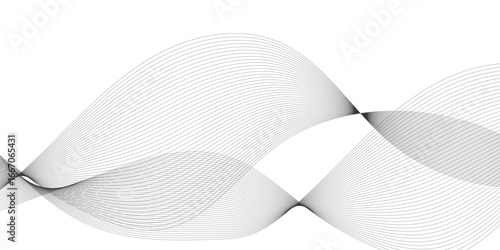 Abstract wavy grey stream element for design on transparent background isolated. frequency sound wave lines, technology, data science, business wave line background. Vector illustration.	
