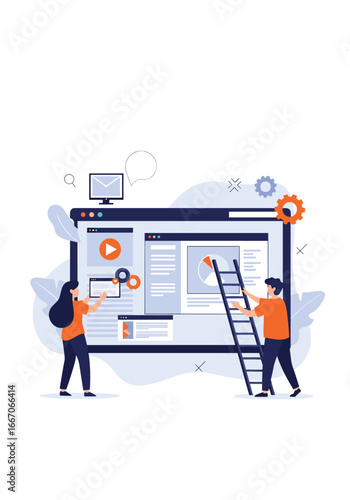 Developing a user friendly website interface with interactive elements and digital content management tools