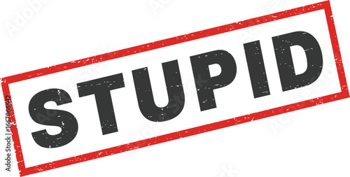 A red and black rubber stamp with the word stupid on a transparent background
