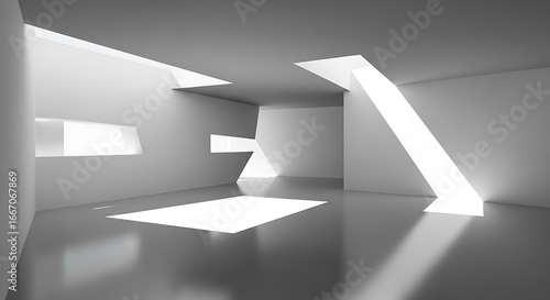 Wallpaper Mural Modern architectural interior design with dramatic sunlight streaks and geometric forms Torontodigital.ca