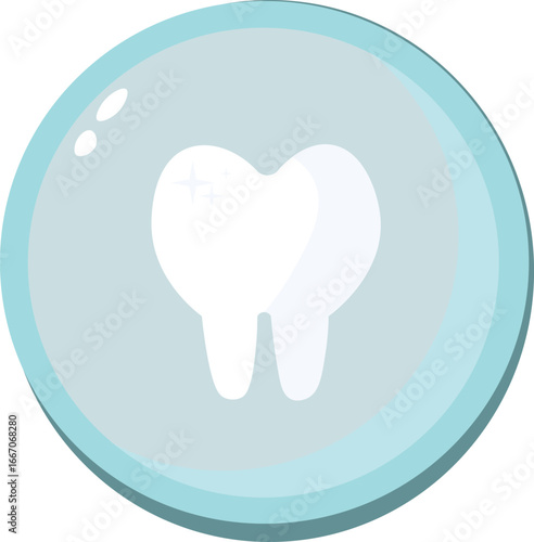 icon in pure blue and white colors with a white tooth in a circle