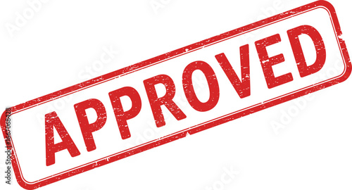 Red approved stamp on transparent background for validation and confirmation purposes