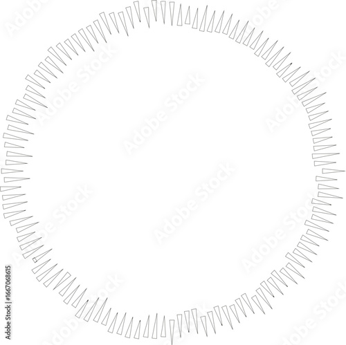 Circular outline showing squared irregular rays extending inside and outside surrounding a large empty center.
