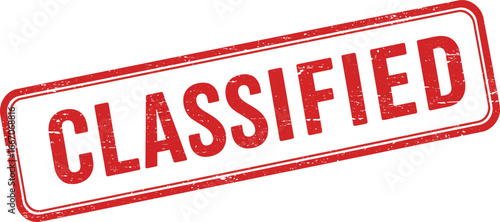 A red classified stamp on a transparent background for secure document marking purposes