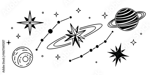 Cosmic Celestial Bodies and Star Constellations