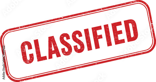 A red classified stamp on a transparent background for secure document marking purposes only