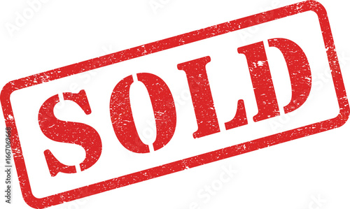 A red sold stamp on a transparent background indicating an item has been purchased