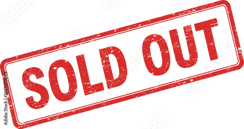 A red sold out stamp on a white background indicating unavailability on transparent background