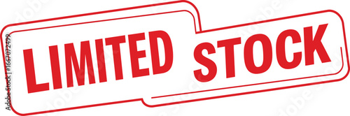 Limited stock available red stamp on white background on transparent background