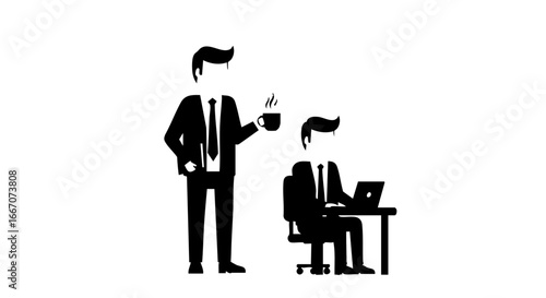 Professional offering coffee to a hardworking colleague, illustrating workplace support and efficient service