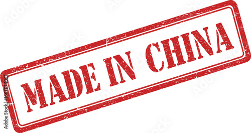 Made in China stamp or seal on white background for product identification purposes on transparent background