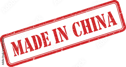 Made in China stamp or seal on white background for product identification purposes on transparent background