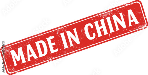 Made in China stamp or seal on a white background on transparent background