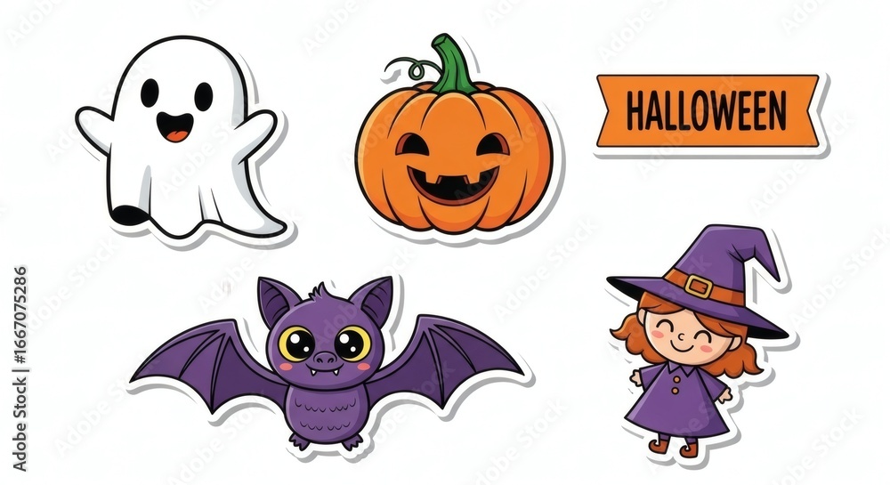 Naklejka premium Cute Halloween Character Stickers Collection