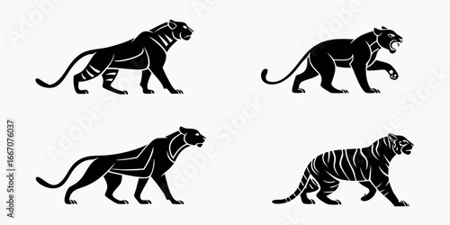 Stylized Black Panther and Tiger Silhouettes