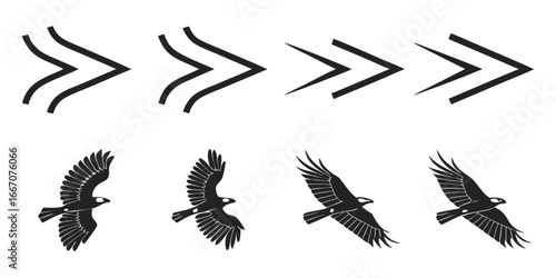 Stylized Black Silhouette Eagles and Arrows