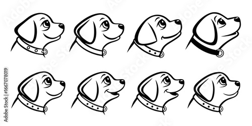 Adorable Dog Head Illustrations in Profile View