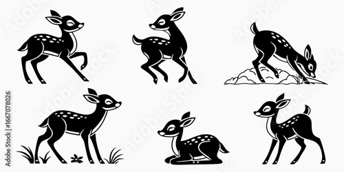 Adorable Fawn Illustrations in Various Poses