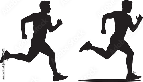 Black Vector Silhouette of Man Running Minimal Clean Outline