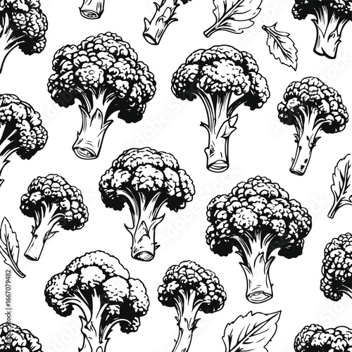 Hand sketched broccoli vector set, minimalistic black line art, florets and leaves, perfect for organic food packaging and health products 2