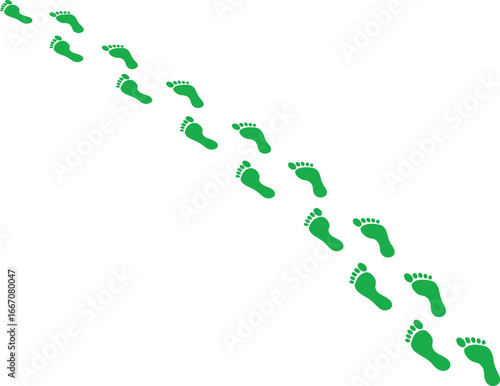 Green footprint trail vector, walking footprints path, footstep pattern, nature footprint design, outdoor trail, hiking footprints, eco-friendly symbol, green footsteps illustration