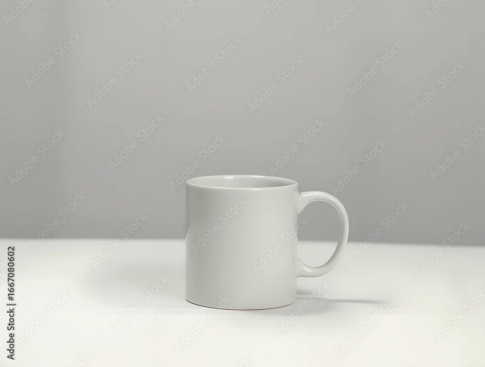 Obraz premium White mug on white base with white back for clean and simple style. Good for brand shots and ads.