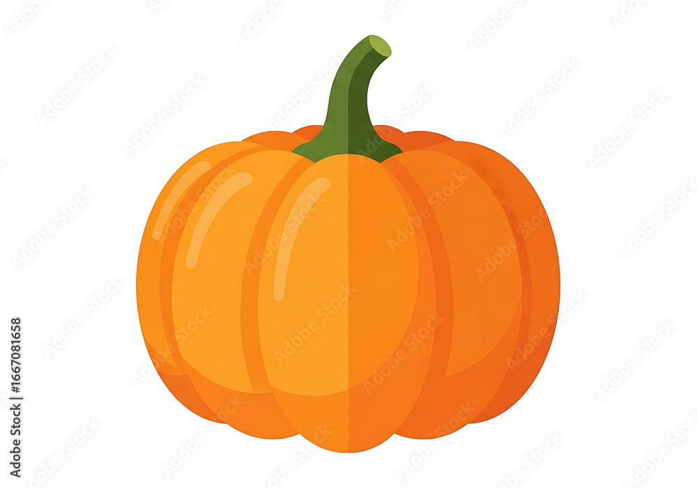 Obraz premium A vibrant, cartoon-style illustration of a pumpkin against a stark black background.